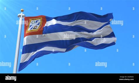 Flag of San Salvador, capital city of El Salvador, 3d rendering Stock ...