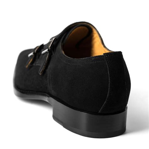 Ugo Vasare Neo Suede Double Monk Strap Shoes Black