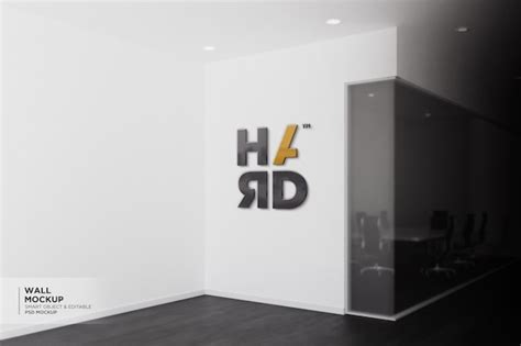 Maqueta Realista Del Logotipo En La Pared De La Habitaci N De La