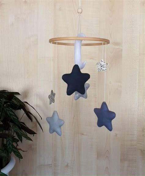 Moon And Stars Baby Mobile Nursery Decor Neutral Montessori Etsy