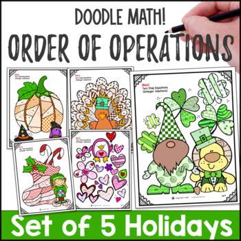 Thanksgiving Christmas Order Of Operations BUNDLE Twist On Color By