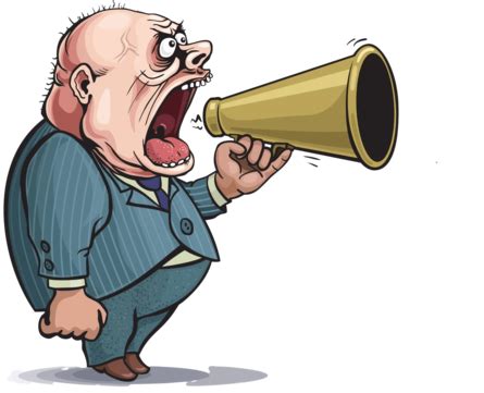 A Vector Illustration Of A Bold Man Grasping A Bullhorn In Linear And