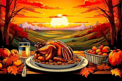 Premium Ai Image Thanksgiving Roasted Turkey Illustration Background