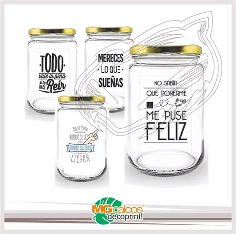 Sticker Calcos Vinilo Frases Frasco Vasos Souvenier X U