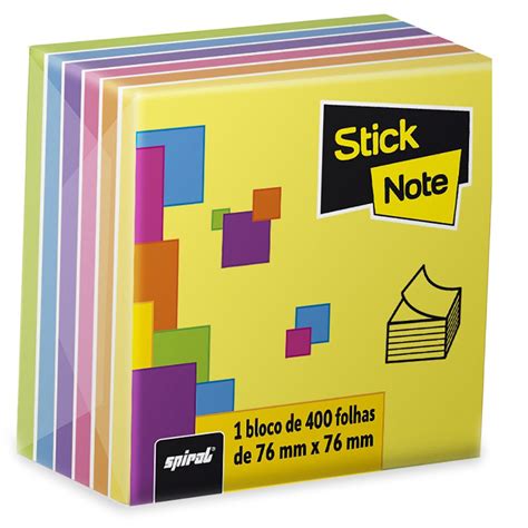 Bloco Autoadesivo 76x76 Neon 7 Cores C 400fls Stick Note Suprimentos