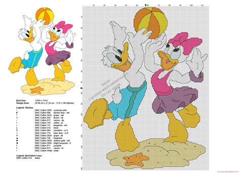 Paperino E Paperina Giocano A Pallavolo Schema Punto Croce Disney