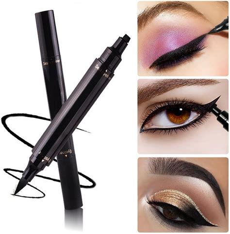 Eyeliner Stamp Waterproof 2 In 1 Eyeliner Easy To Makeup Eyeliner Wing Stamp Classic Black