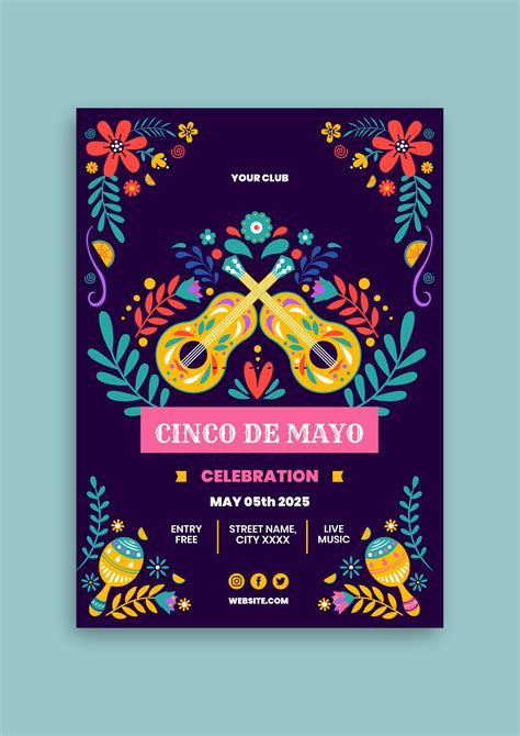 Customize for free this Floral Guitars Cinco De Mayo Celebration Flyer ...