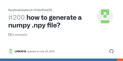 How To Generate A Numpy Npy File Issue Facebookresearch