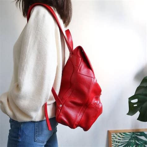 Super Red Leather Backpack Image 2