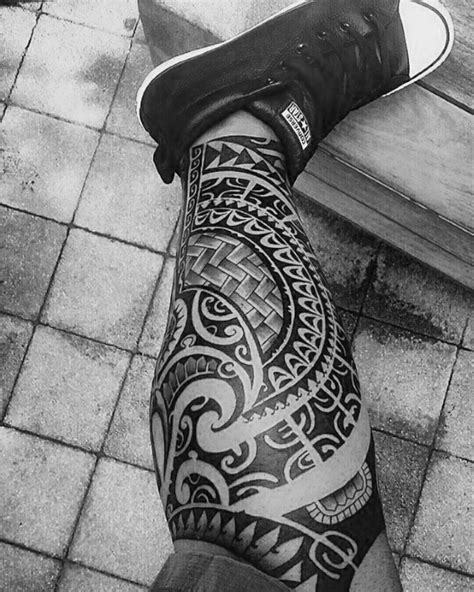 40 Polynesian Leg Tattoo Designs For Men - Manly Tribal Ideas