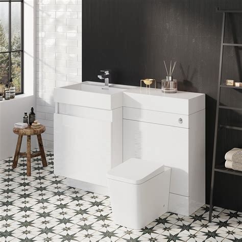 White Gloss Combination Vanity Unit Lh Mm White Vanity Units