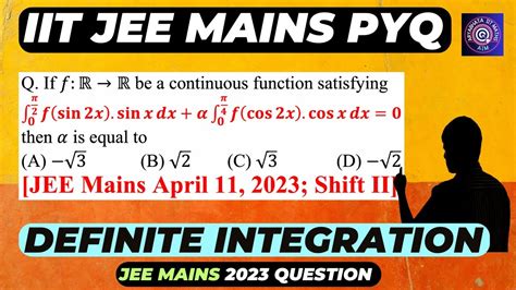 Good Problem Jee Mains Maths Pyq Definite Integration Class