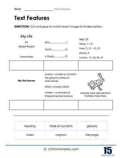 Text Features Worksheets Worksheets Worksheets Library