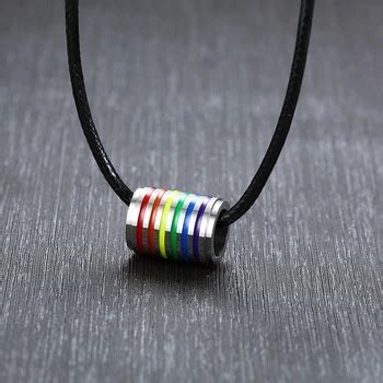 Gay Pride Rainbow Enamel Pendant Necklace Queerks