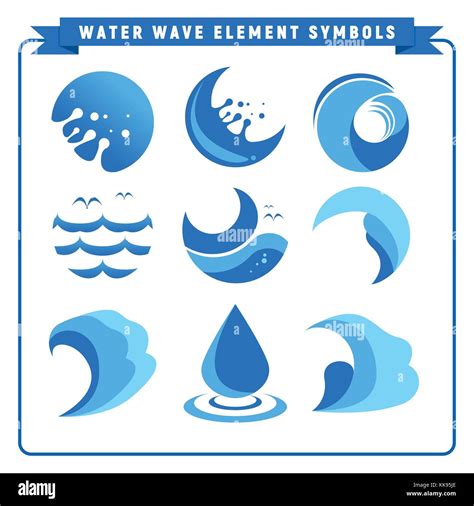 Onda de agua símbolos del elemento gráfico vectorial ilustración design