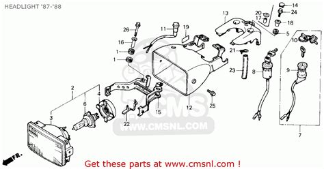 Honda Trx250x Fourtrax 250x 1988 J Usa Headlight 87 88 Schematic