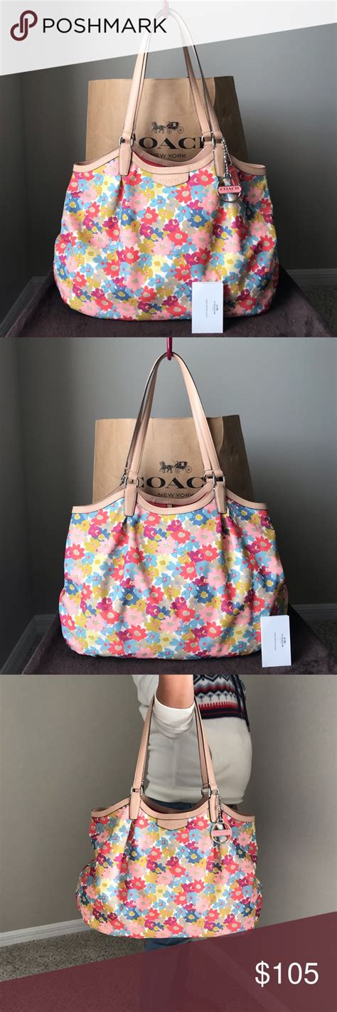 Coach Purse Coach Floral Print Multi Color Serial Number M1373 F28931