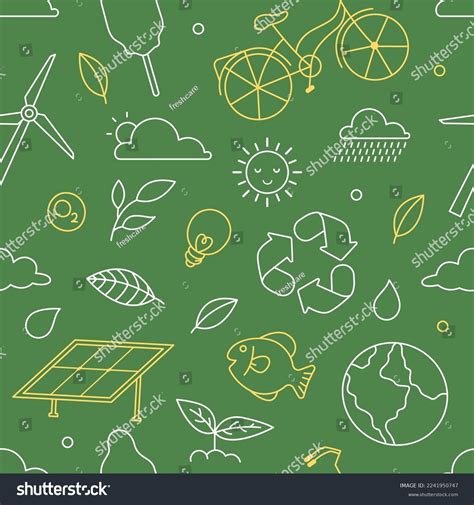 Eco Icon Doodle Seamless Pattern Zero Stock Vector Royalty Free