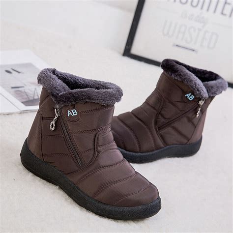 Winter Damen Flache Boots Schneeschuhe Wasserdicht Warm Stiefel