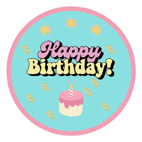 Premium Vector Playful Happy Birthday Circle Sticker