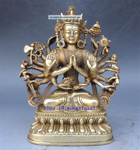 Fine Brass Sculpture China Carved Copper Thousand Hand Kwan Yin