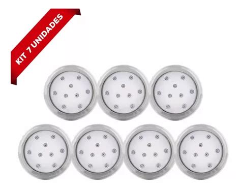 Kit 7un Luz Led Piscina Luz Colorida 12v 9w 80mm 990lumens