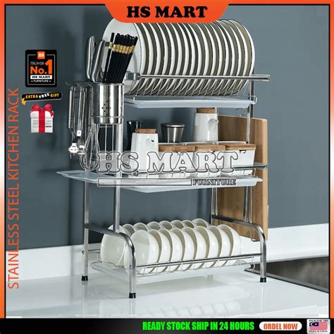 Stainless Steel Kitchen Rack By Hs H L H L Rak Pinggan Mangkuk