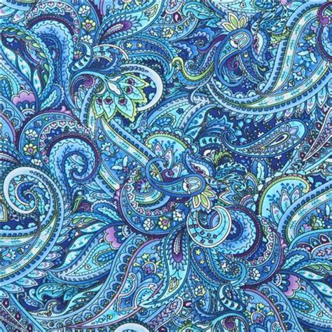 Blue Paisley Pattern Fabric Timeless Treasures Packed Paisley