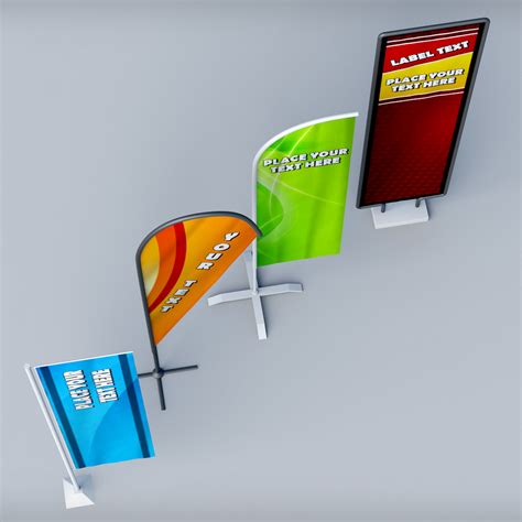 Banner Commercial Flag Stand Pack Low Poly By Kr Atura Docean