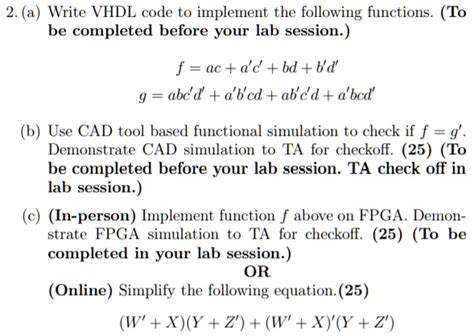 Solved Texts A And C Please A Write Vhdl Code To Implement The