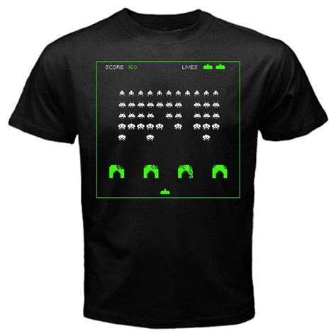 Hot Sale Fashion Space Invaders 2 Old School Classic Arcade Game T Shirt Black Basic Tee Summer