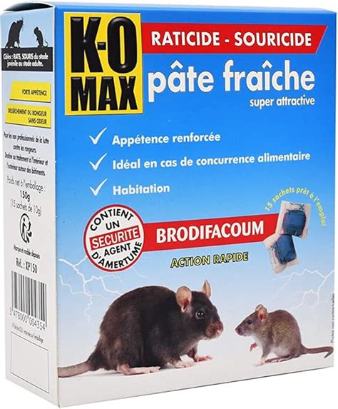 K OMAX Raticide souricide Pâte fraiche sans odeur Prêt à l emploi