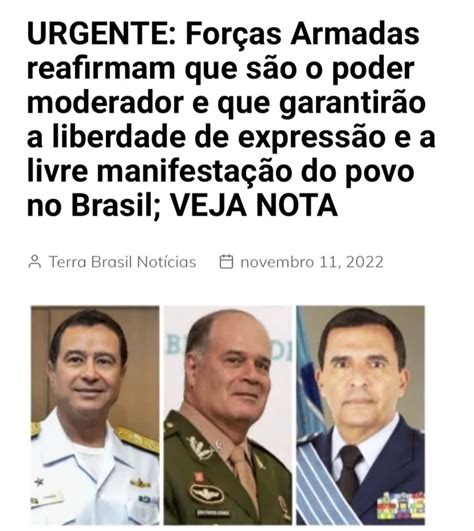 Pilhado on Twitter O posicionamento das Forças Armadas serviu pra