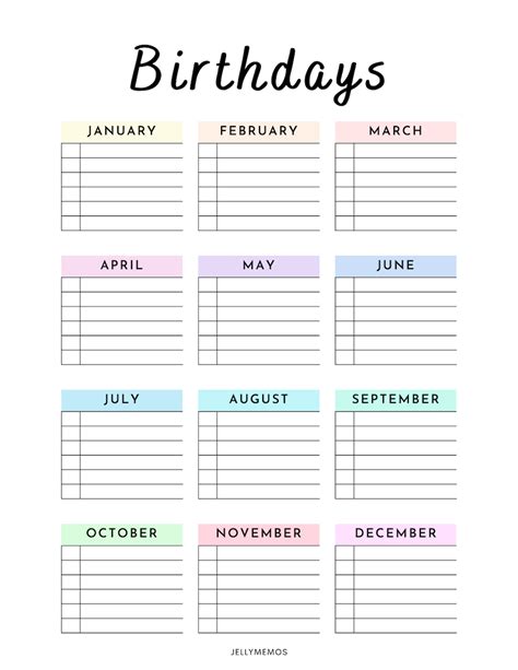 Never Miss A Birthday With These Free Printable Calendars