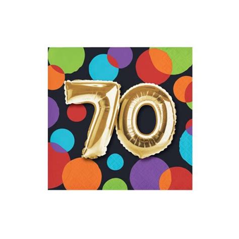 70th Birthday Balloon Beverage Napkins Per 16 Pack