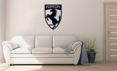 Ferrari Logo Metal Wall Sign Metal Wall Art Garage Wall Decor T