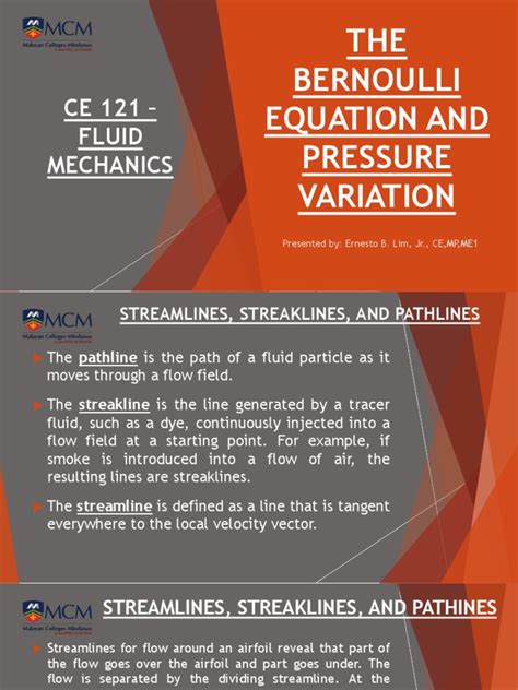 Chapter 4 The Bernoulli Equation And Pressure Variation Pdf