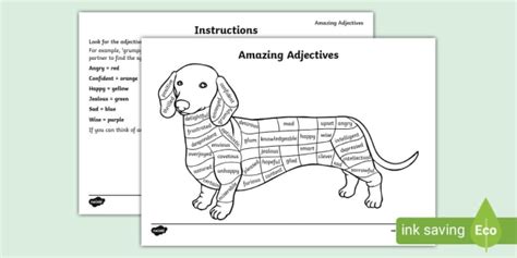 Amazing Adjectives Colouring Page Teacher Made