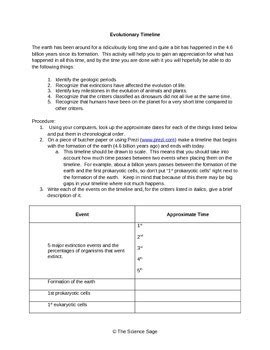 Evolutionary Timeline Project By The Science Sage Tpt