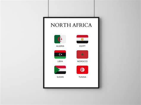 North African Countries, North African Flags, Educational Print ...