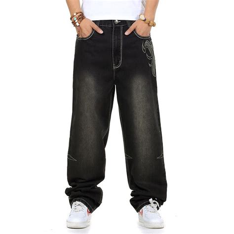 2021 Wholesale Jeans Men Baggy Black Casual Rap Jeans Loose Pants Hip