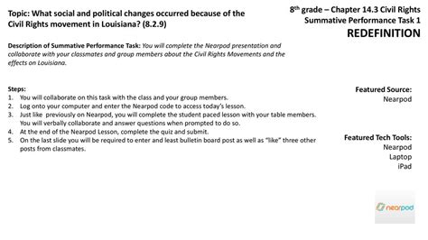 Substitution 8th Grade Chapter 14 3 Civil Rights Ppt Download