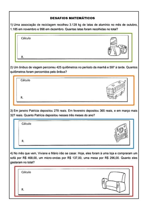 Matem Tica Ano Atividade De Matem Tica Para Trabalhar No Ano Do