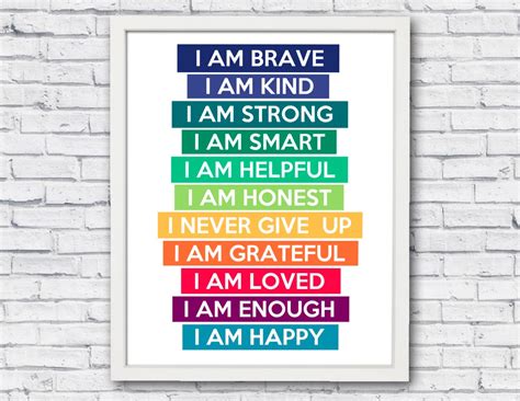 I Am Brave I Am Kind Print Affirmation Wall Art For Kids Colorful