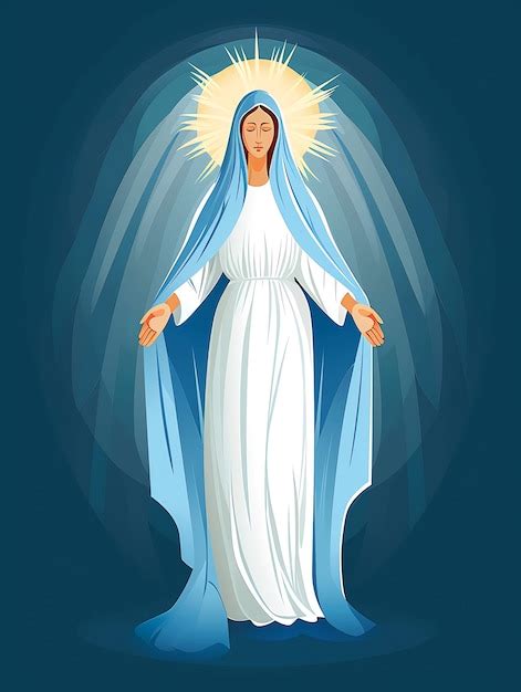 Premium Photo Our Lady Of Grace Blessed Virgin Mary Flat Vector