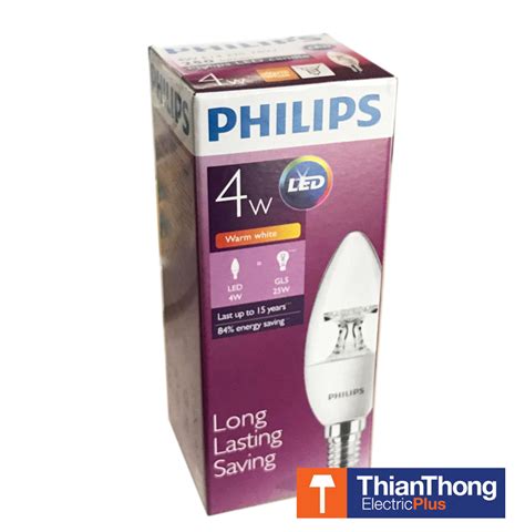 Philips หลอดไฟ ทรงจำปา ฟลปส LED Classic B Candle 4W E14 Warm White