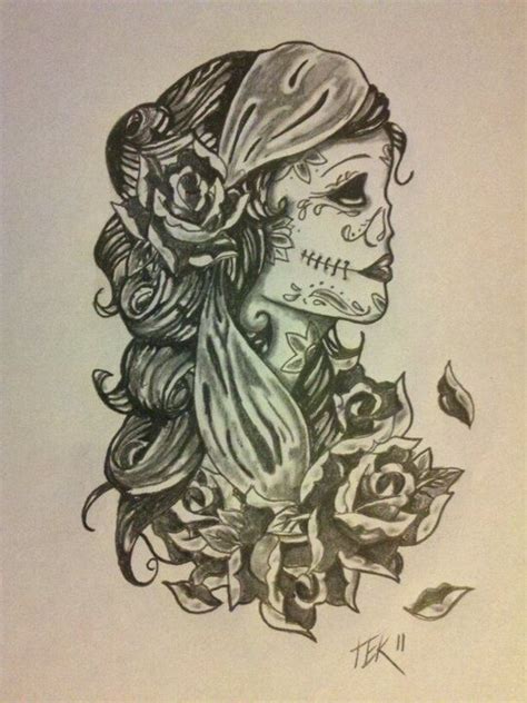 Day Of The Dead Gypsy By Kellyink On Deviantart Body Art Tattoos Sugar Skull Tattoos Gypsy