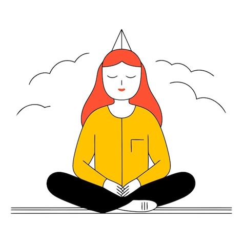 Premium Vector Young Woman Meditating In Lotus Position Yoga Vector