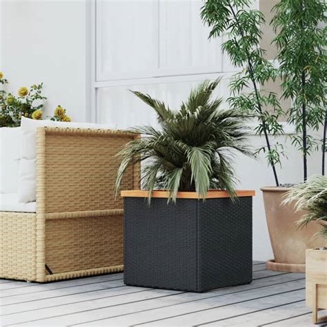 Pflanzk Bel Schwarz X X Cm Poly Rattan Weddig